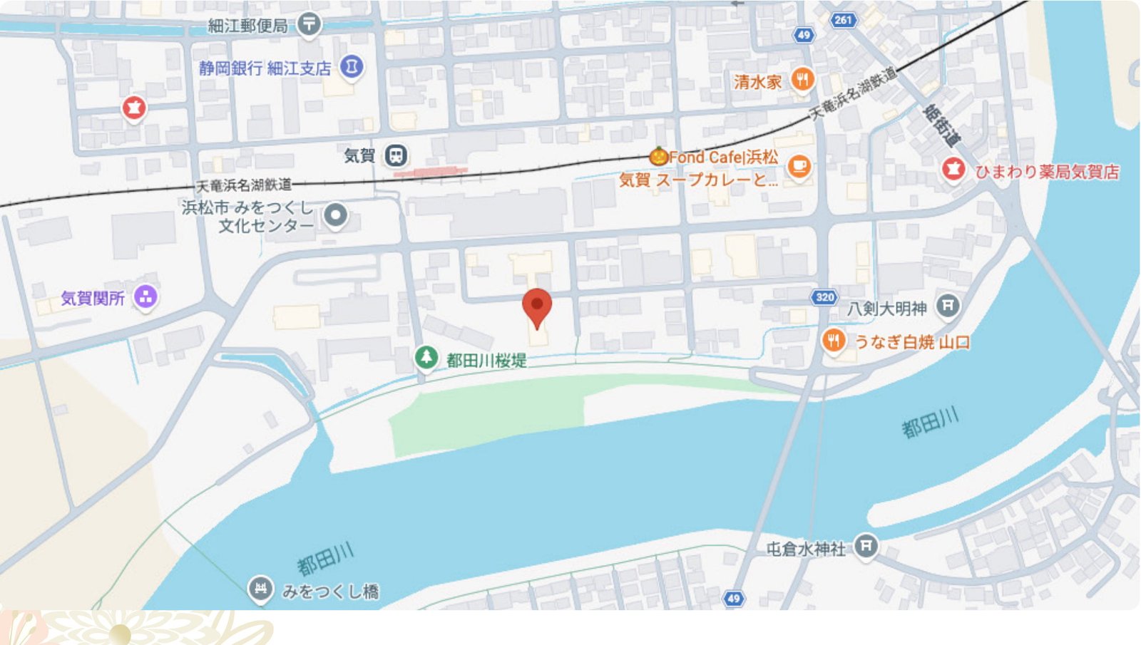 坪井人形会館の所在地地図（浜松市浜名区細江町気賀288）